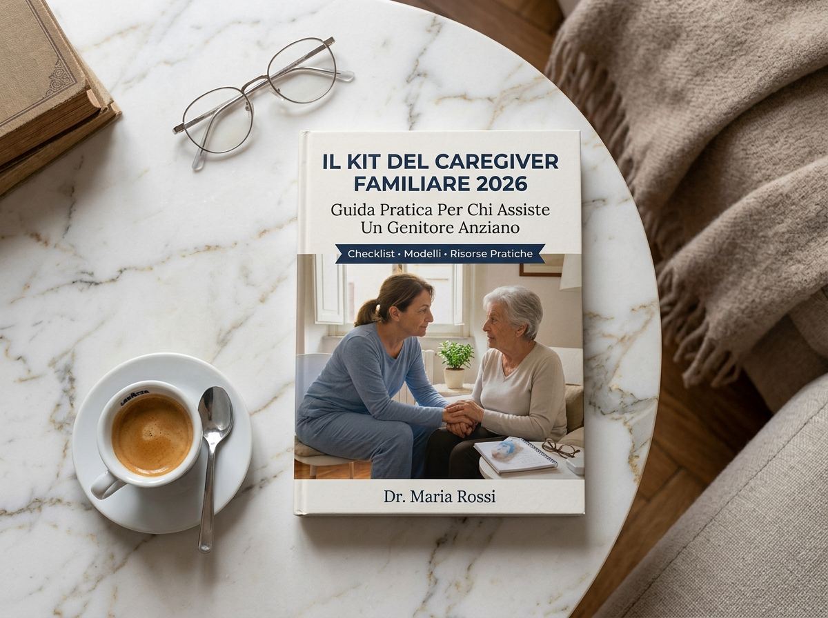 Kit del caregiver sul tavolo in ambiente domestico